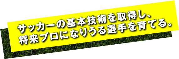 サッカーの基本技術を取得し、将来プロになるうる選手を育てる